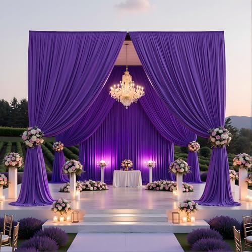 20FTx12FT Purple Backdrop Curtains for Weddings, Birthdays and Photography in W5' x H12'(4 panels) in Purple, alternate view
