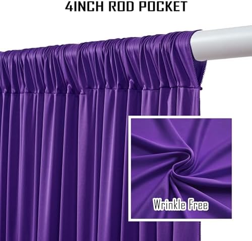20FTx12FT Purple Backdrop Curtains for Weddings, Birthdays and Photography in W5' x H12'(4 panels) in Purple, alternate view