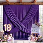 20FTx12FT Purple Backdrop Curtains for Weddings, Birthdays and Photography in W5' x H12'(4 panels) in Purple, alternate view
