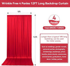 20FTx12FT Red Backdrop Curtains for Weddings Party, Birthdays and Labor Day in W5' x H12'(4 panels) in Red, alternate view 3