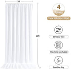 20ftx12ft White Backdrop Curtain for Parties, Thick Wrinkle Resistant 4 Panels 12 ft Long Polyester Wedding, alternate view 2