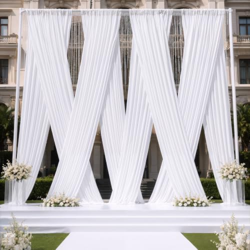 20ftx12ft White Backdrop Curtain for Parties, Thick Wrinkle Resistant 4 Panels 12 ft Long Polyester Wedding, alternate view 3
