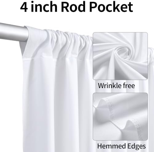 20ftx12ft White Backdrop Curtain for Parties, Thick Wrinkle Resistant 4 Panels 12 ft Long Polyester Wedding, alternate view 4
