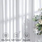 20ftx12ft White Backdrop Curtain for Parties, Thick Wrinkle Resistant 4 Panels 12 ft Long Polyester Wedding, alternate view 5
