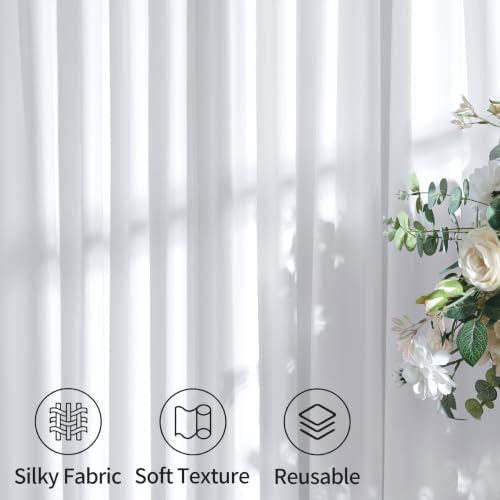 20ftx12ft White Backdrop Curtain for Parties, Thick Wrinkle Resistant 4 Panels 12 ft Long Polyester Wedding, alternate view 5