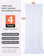 20ftx12ft White Backdrop Curtain for Wedding & All Parties in W5' x H12'(4 panels) in White, alternate view 2