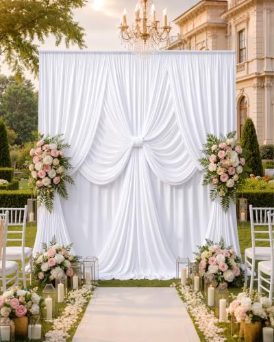 20ftx12ft White Backdrop Curtain for Wedding & All Parties in W5' x H12'(4 panels) in White, alternate view 5