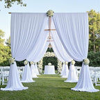 20ftx12ft White Backdrop Curtain for Wedding Parties, Wrinkle Free 4 Panels Silky Polyester 12 ft Long Photo, alternate view