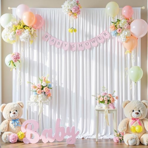 20ftx12ft Wrinkle Free White Backdrop Curtains for Parties, 4 Panels Silky Polyester Photo Backdrop Drapes 12FT, alternate