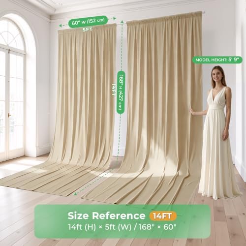 20ftx14ft Champagne Backdrop Curtain for Wedding Parties, alternate view 3