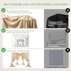 20ftx14ft Champagne Backdrop Curtain for Wedding Parties, alternate view 4