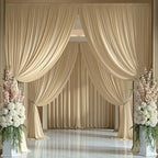 20FTx14FT Champagne Backdrop Curtains for Wedding, Birthday and Photography in W5' x H14'(4 panels) in beige