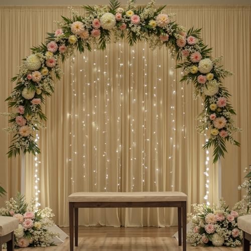 20FTx14FT Champagne Backdrop Curtains for Wedding, Birthday and Photography in W5' x H14'(4 panels) in beige, alternate view