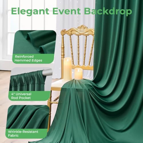 20ftx14ft Forest Green Backdrop Curtain for Wedding Parties, alternate view 6