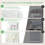20ftx14ft Ivory Backdrop Curtain for Wedding Parties, alternate view 4