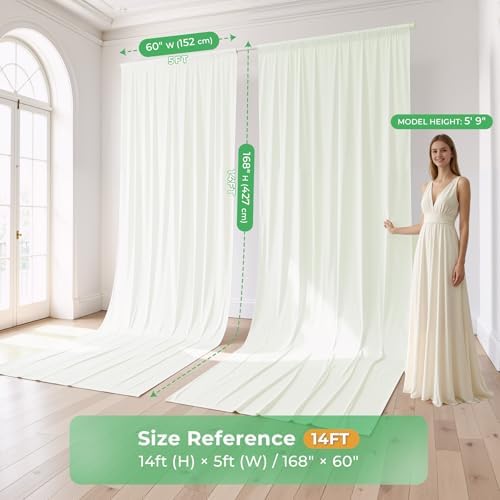 20ftx14ft Ivory Backdrop Curtain for Wedding Parties, alternate view 6