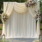 20FTx14FT Ivory Backdrop Curtains for Weddings, Birthdays and Photography in W5' x H14'(4 panels) in ivory