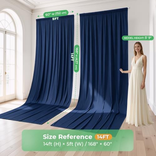 20ftx14ft Navy Blue Backdrop Curtain for Wedding Parties, alternate view 2