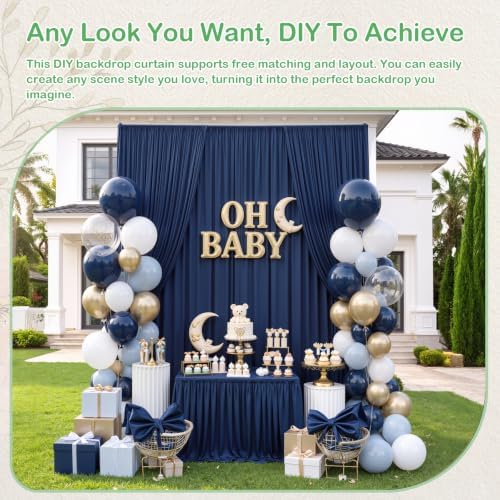 20ftx14ft Navy Blue Backdrop Curtain for Wedding Parties, alternate view 3