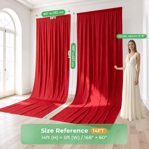 20ftx14ft Red Backdrop Curtain for Wedding Parties, alternate view 5