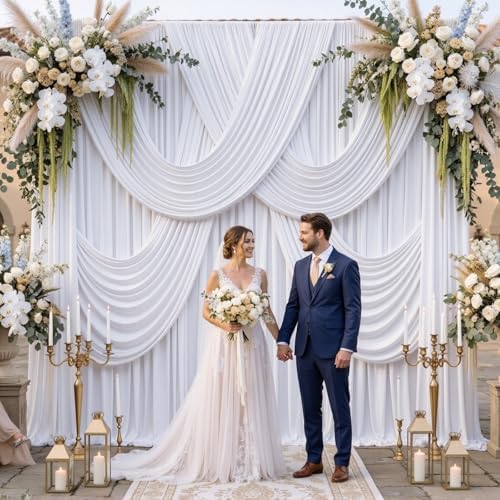 20ftx14ft White Backdrop Curtain for Wedding Parties, alternate view 2