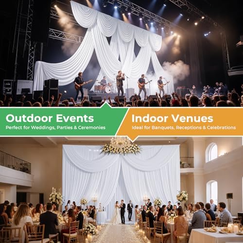 20ftx14ft White Backdrop Curtain for Wedding Parties, alternate view 6