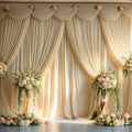 20ftx15ft Champagne Backdrop Curtains for Parties, Wrinkle Free Polyester Photo Backdrop Drapes 4 Panels 15 ft