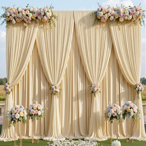 20ftx15ft Champagne Backdrop Curtains for Parties, Wrinkle Free Polyester Photo Backdrop Drapes 4 Panels 15 ft, alternate