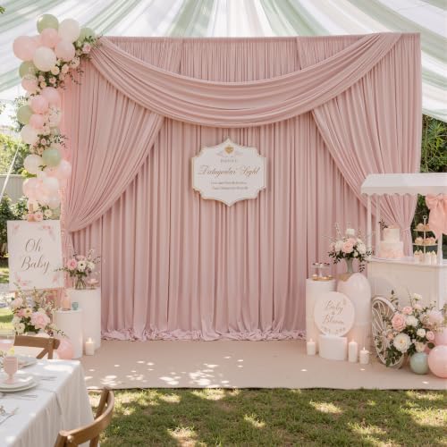 20ftx15ft Dusty Pink Backdrop Curtains for Parties, Wrinkle Free Polyester Dusty Pink Photo Backdrop Drapes 4, alternate view