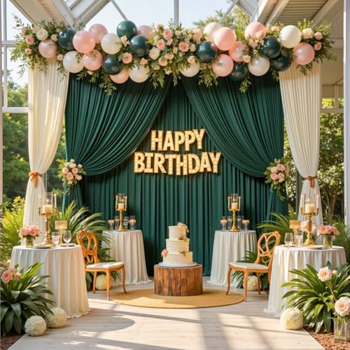 20ftx15ft Hunter Green Backdrop Curtains for Parties, Wrinkle Free Polyester Hunter Green Photo Backdrop Drapes, alternate