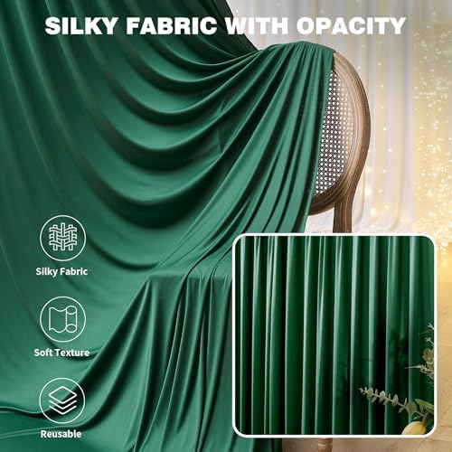 20ftx15ft Hunter Green Backdrop Curtains for Parties, Wrinkle Free Polyester Hunter Green Photo Backdrop Drapes, alternate