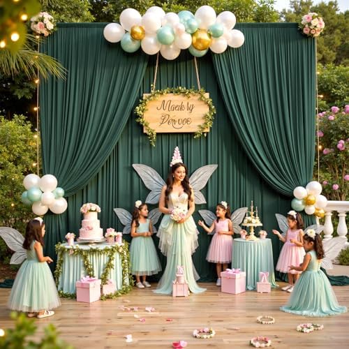 20ftx15ft Hunter Green Backdrop Curtains for Parties, Wrinkle Free Polyester Hunter Green Photo Backdrop Drapes, alternate
