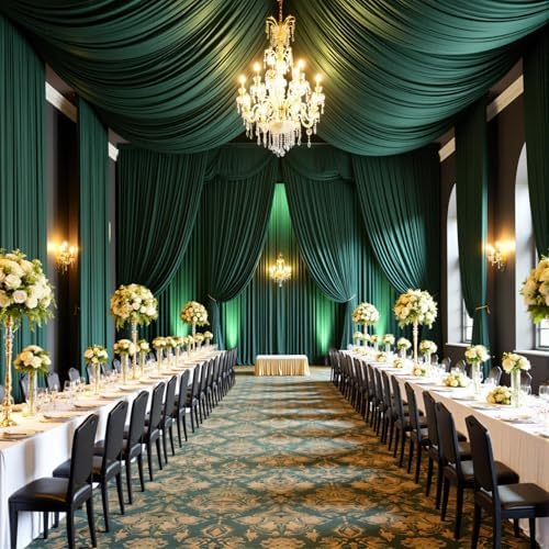 20ftx15ft Hunter Green Backdrop Curtains for Parties, Wrinkle Free Polyester Hunter Green Photo Backdrop Drapes, alternate
