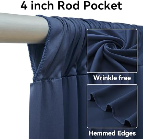 20ftx15ft Navy Blue Backdrop Curtain for Parties, Wrinkle Free Polyester 4 Panels 15 ft Long Photo Backdrop, alternate view 2