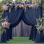20ftx15ft Navy Blue Backdrop Curtain for Parties, Wrinkle Free Polyester 4 Panels 15 ft Long Photo Backdrop, alternate view 3