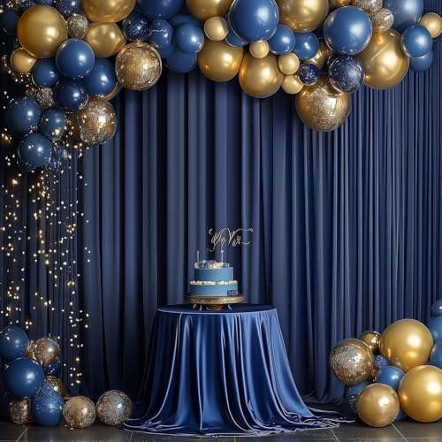 20ftx15ft Navy Blue Backdrop Curtain for Parties, Wrinkle Free Polyester 4 Panels 15 ft Long Photo Backdrop, alternate view 5