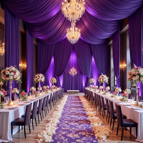20ftx15ft Purple Backdrop Curtains for Parties, Wrinkle Free Polyester Purple Photo Backdrop Drapes 4 Panels 15, alternate