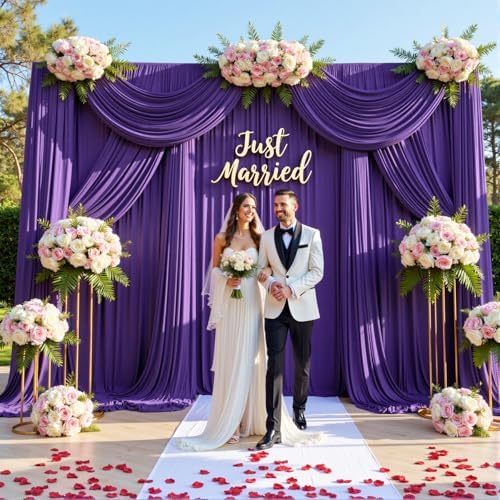 20ftx15ft Purple Backdrop Curtains for Parties, Wrinkle Free Polyester Purple Photo Backdrop Drapes 4 Panels 15, alternate