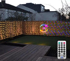 20Ftx3Ft Curtain Lights Outdoor LED Fence Lights with Remote Timer