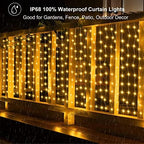 20Ftx3Ft Curtain Lights Outdoor LED Fence Lights with Remote Timer, alternate view 3