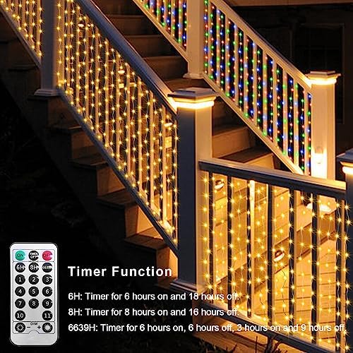 20Ftx3Ft Curtain Lights Outdoor LED Fence Lights with Remote Timer, alternate view 6
