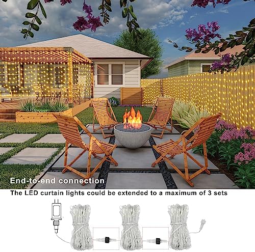 20Ftx3Ft Curtain Lights Outdoor LED Fence Lights with Remote Timer, alternate view 7