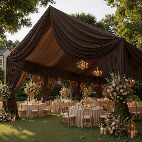 20ftx40ft Brown Ceiling Curtain for Wedding Parties, alternate view 6
