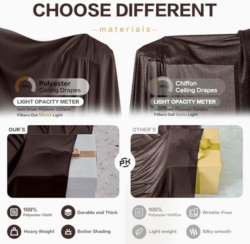 20ftx40ft Brown Ceiling Curtain for Wedding Parties, alternate view 7