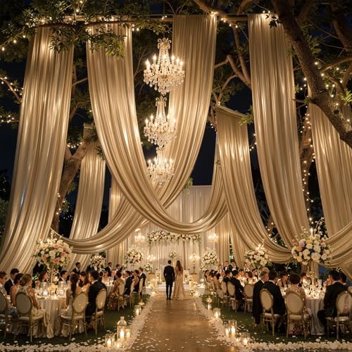 20ftx40ft Champagne Gold Ceiling Curtain for Wedding Parties, alternate view 4
