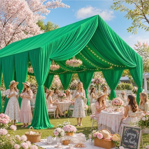 20ftx40ft Green Ceiling Curtain for Wedding Parties