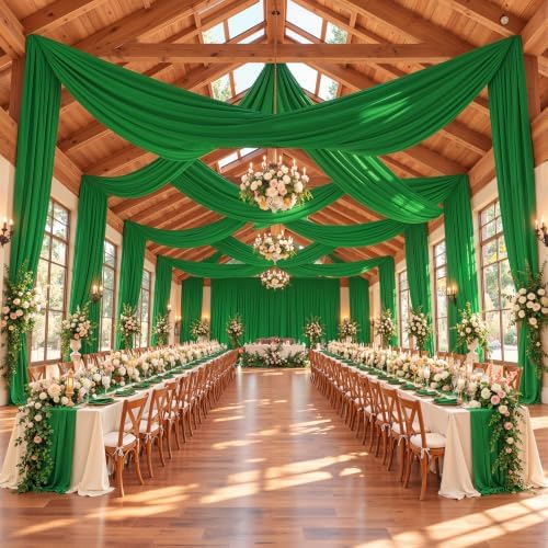 20ftx40ft Green Ceiling Curtain for Wedding Parties, alternate view 6