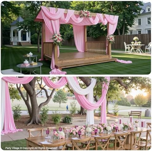 20ftx40ft Light Pink Ceiling Curtain for Wedding Parties, alternate view 3
