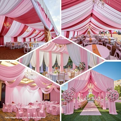20ftx40ft Light Pink Ceiling Curtain for Wedding Parties, alternate view 4