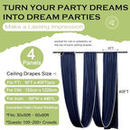 20ftx40ft Navy Blue Ceiling Curtain for Wedding Parties, alternate view 6